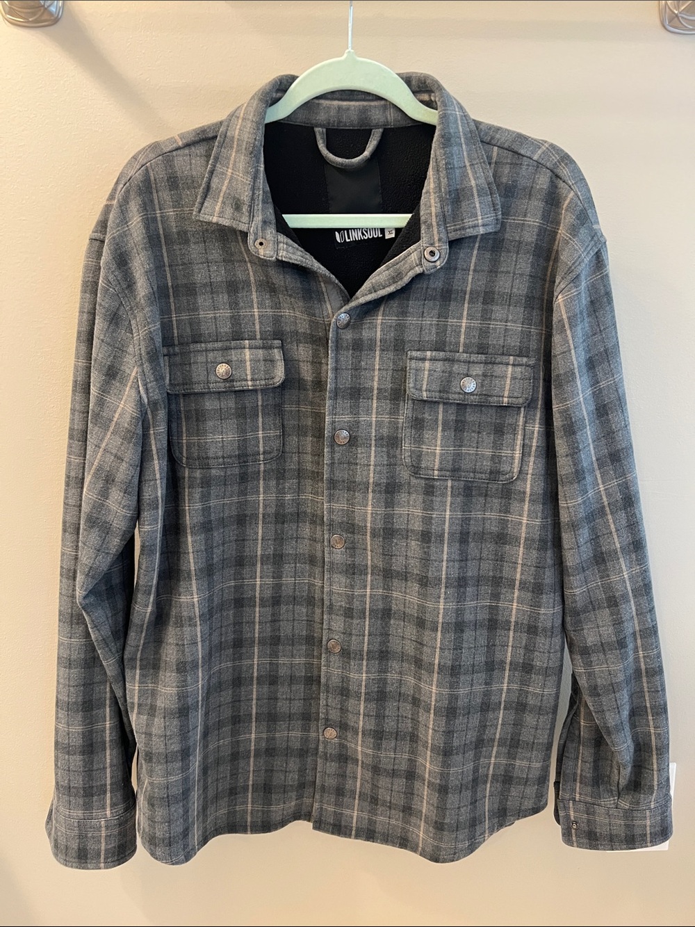 Linksoul Gray 100% Cotton Shirt Jacket